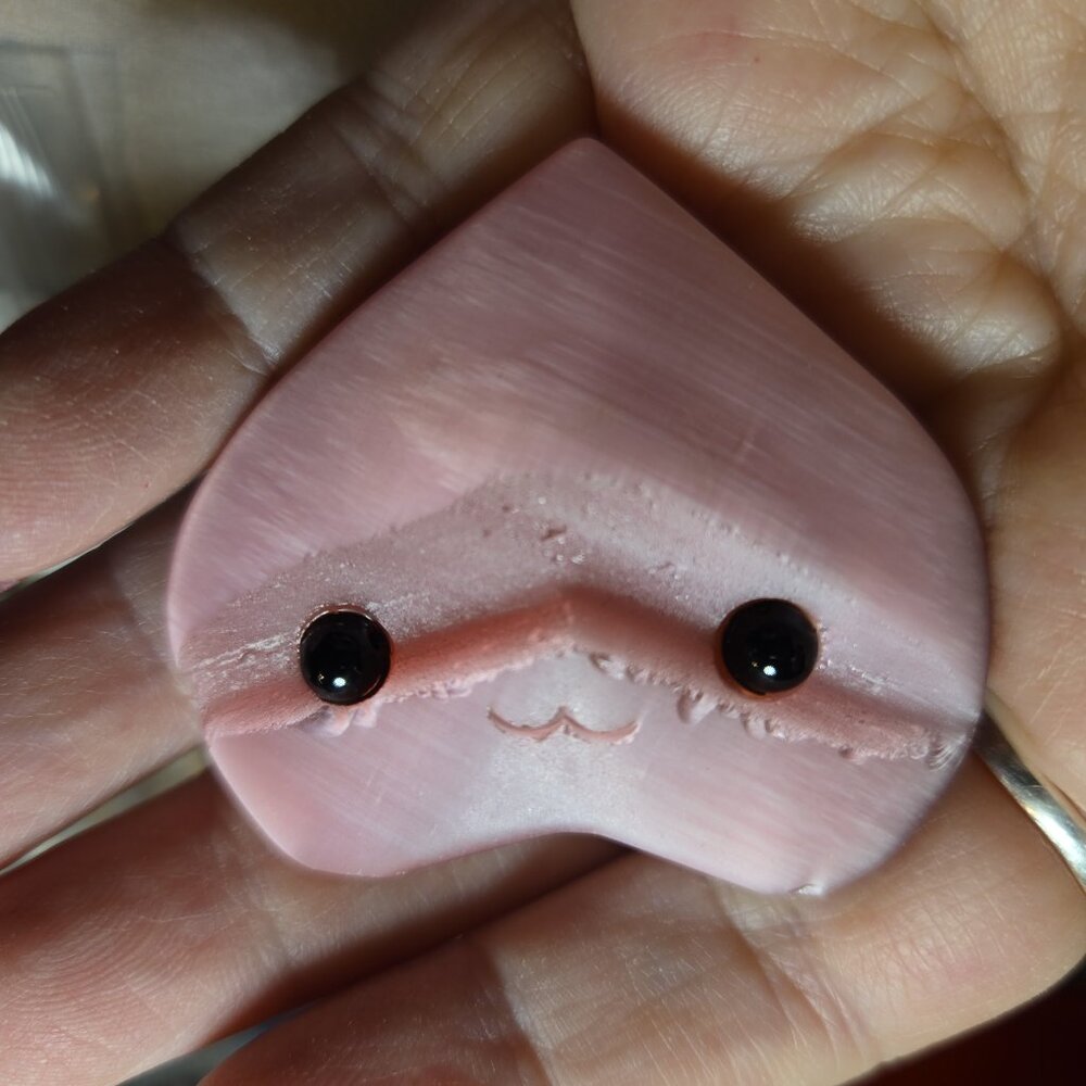 HANDMADE Pink Cat's Eye Crystal Buddy -  Heart-Shaped Pocket Friend - Picture 5 of 12